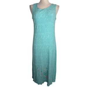 K Studio Rayon Dress Embroidered Floral Design Y2K Summer Sun Dress Size 16